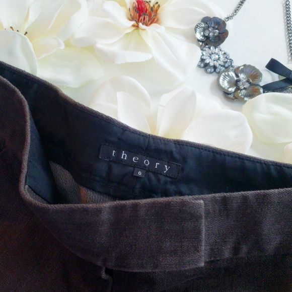 Theory Chocolate Denim Wide Leg Pant Size: 0 - Picture 2 of 3